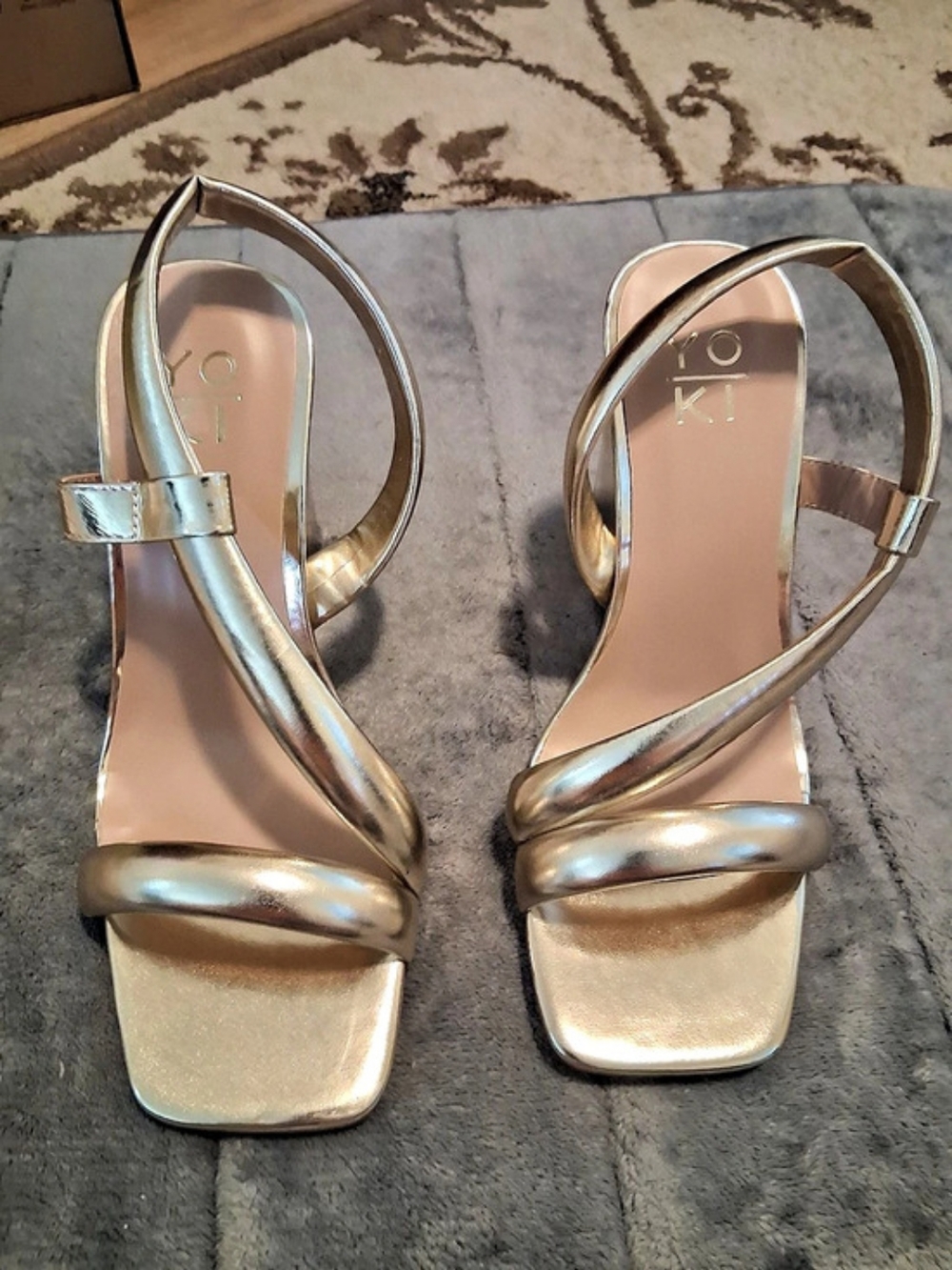 Yoki Camira-13 Gold Platform Wedge Sandals US 7